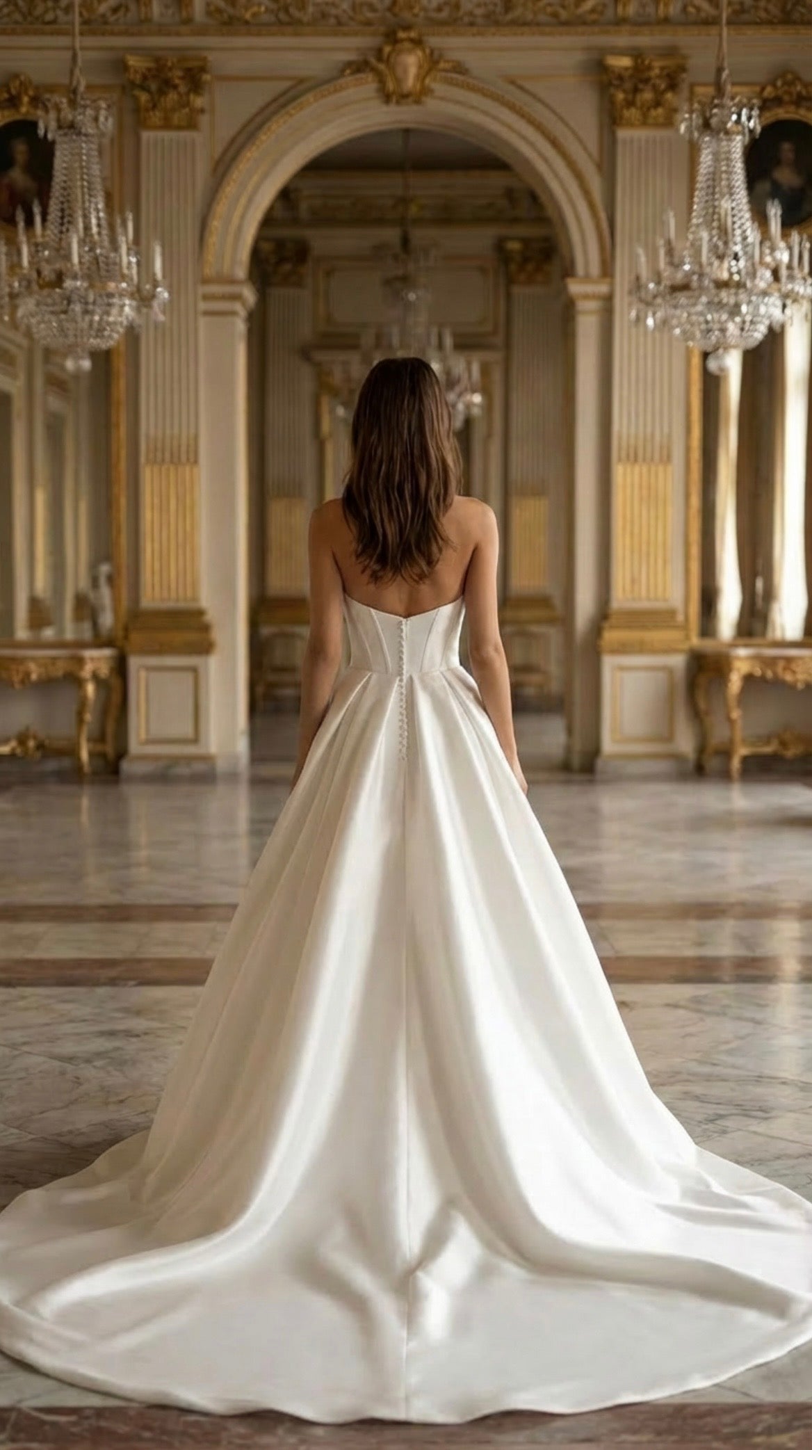 Vintage Satin A-Line Wedding Dress – Strapless Pleated & Draped Custom Bridal Gown